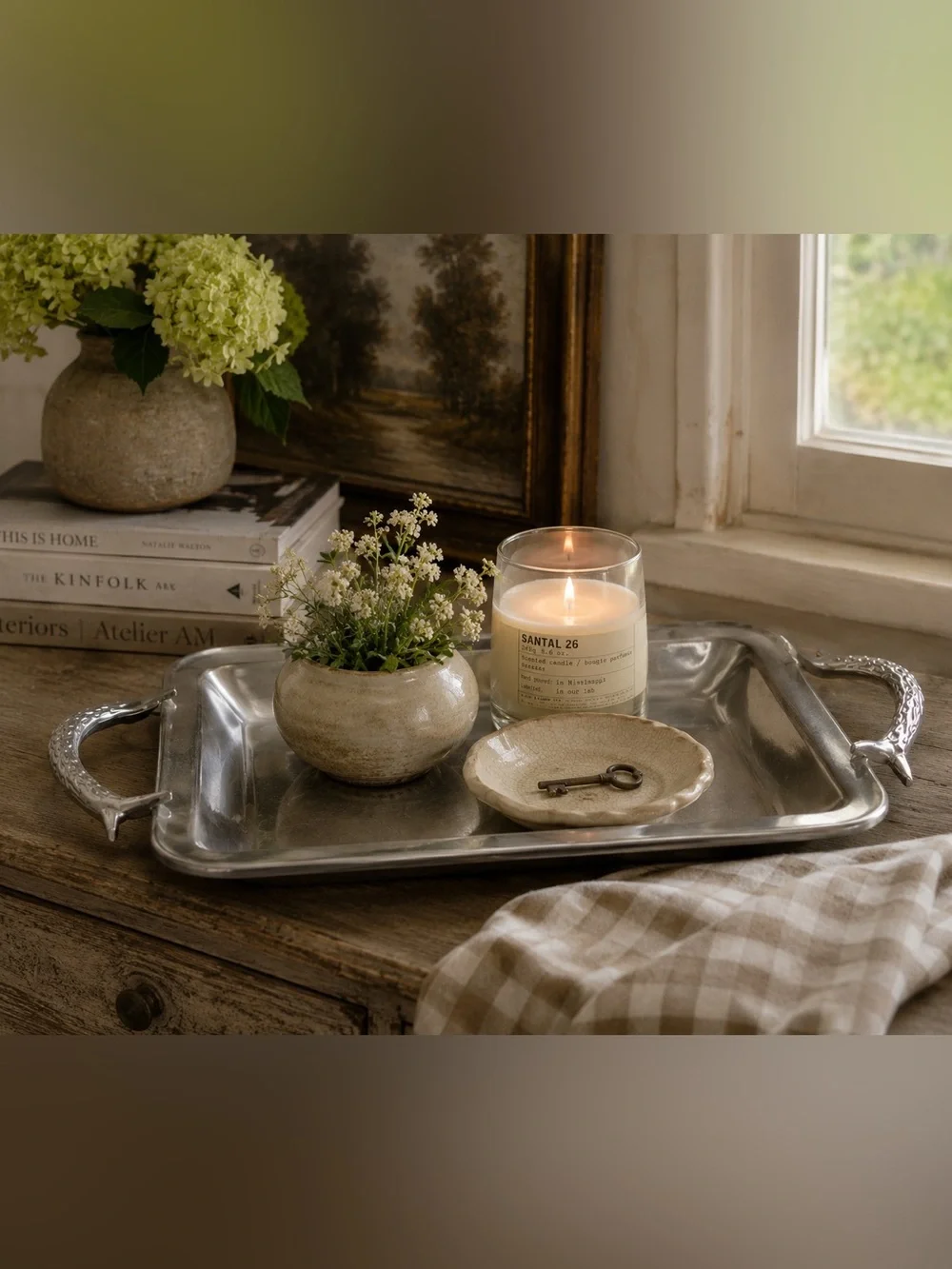 Sculptural Antler Handle Serving Tray Rustic Lodge Equestrian Style #06302610